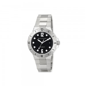BVLGARI 41mm Diagono Scuba Stainless Steel Watch, Black Dial